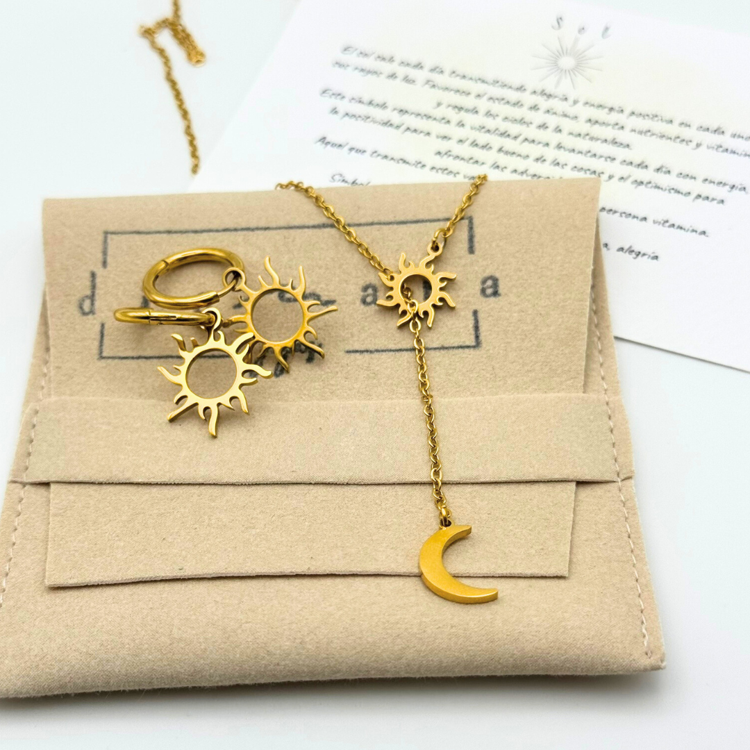 Conjunto collar + pendientes Moon Sun