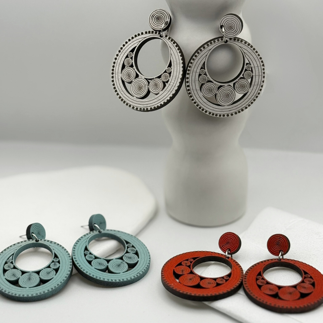 Pendientes Artesanales de madera - Aros