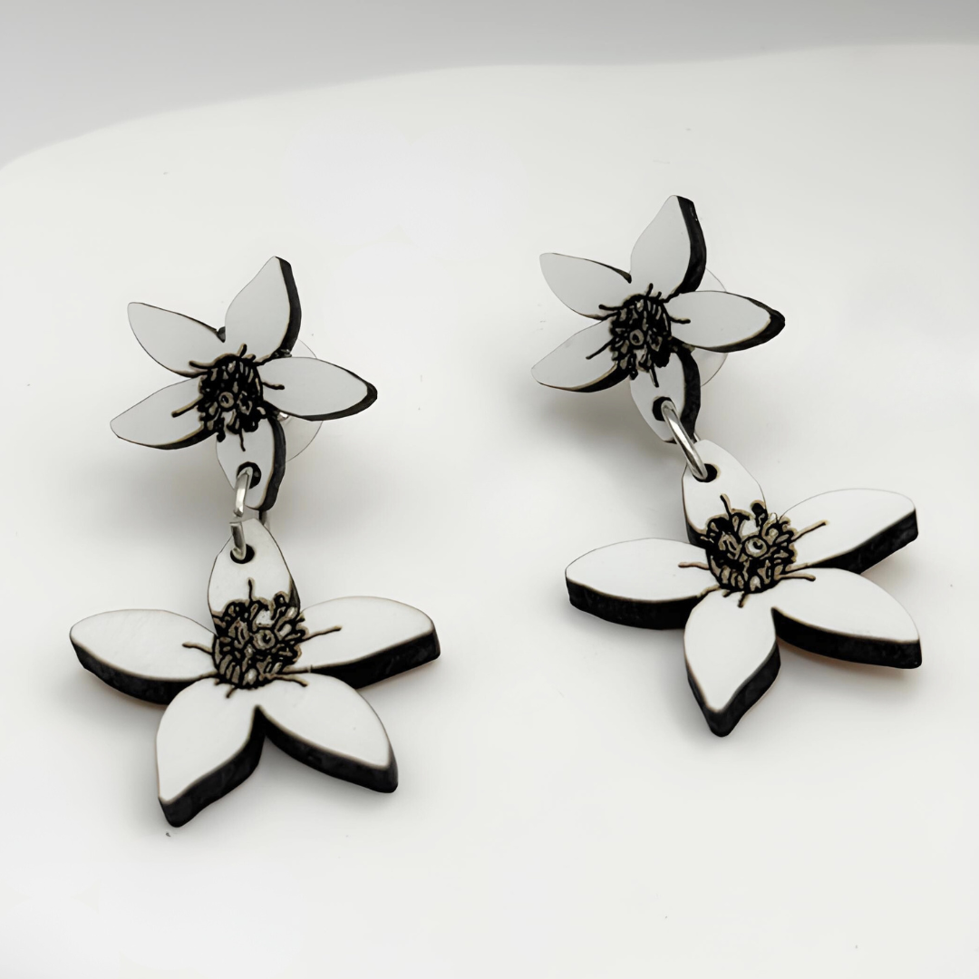 Pendientes Artesanales de madera - Flor