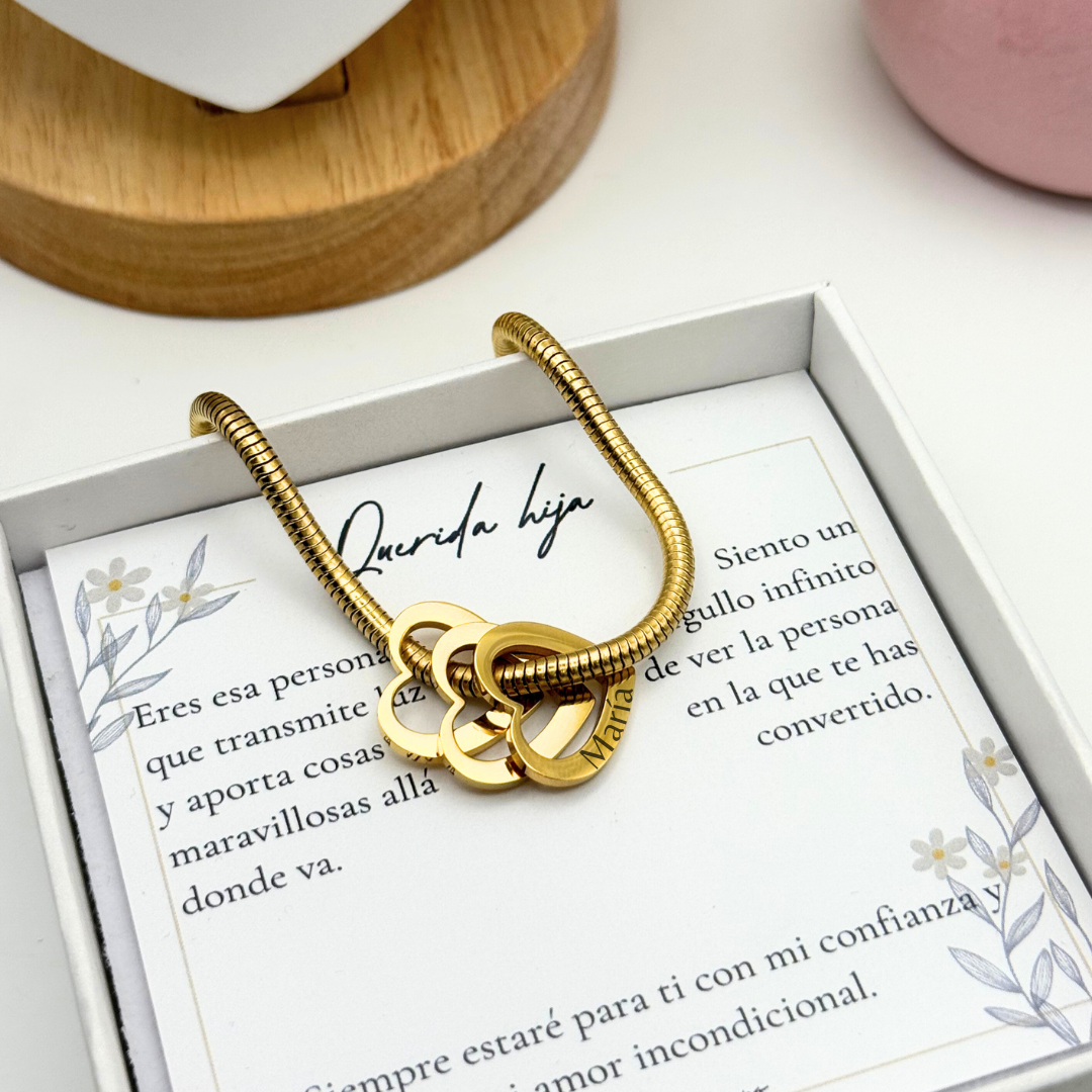Pulsera Corazones Grabados