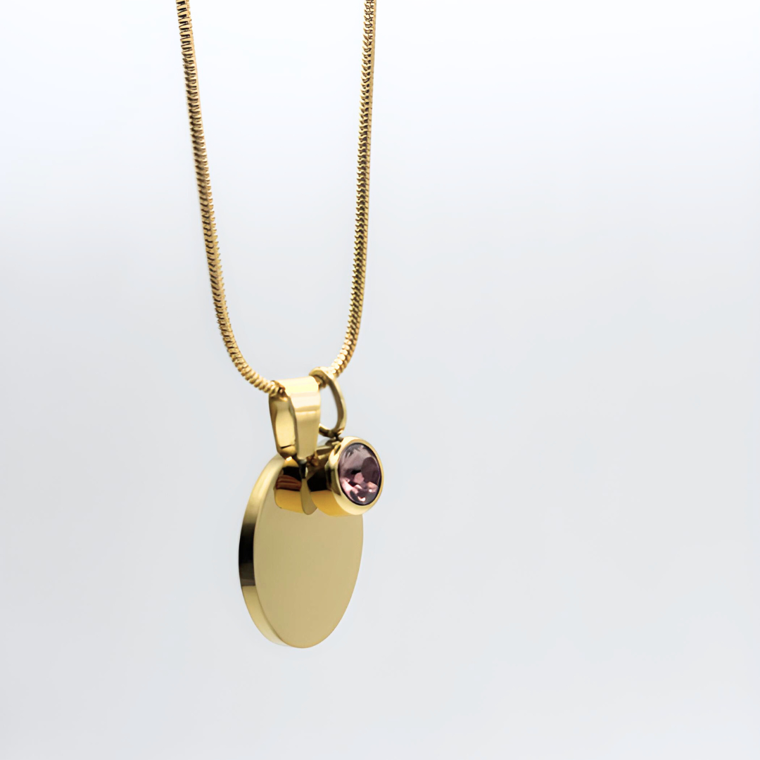 Collar Grabado+ Piedra Nacimiento