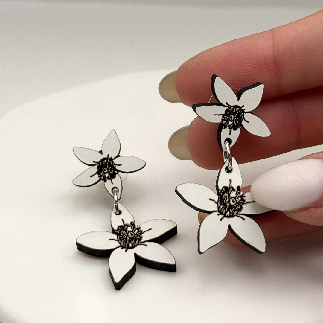 Pendientes Artesanales de madera - Flor