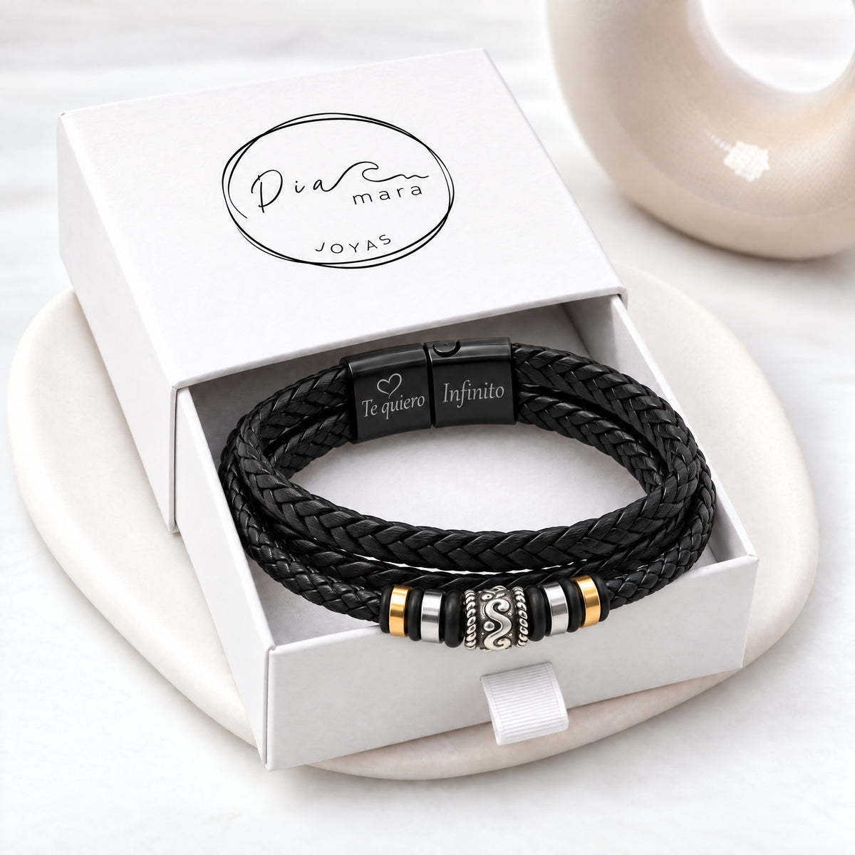Pulsera trenzada personalizada en su caja regalo Diamara